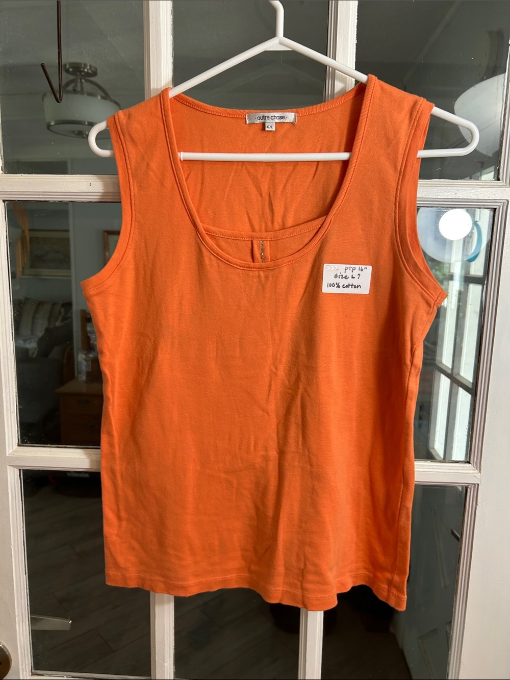 S22. Vibrant Orange Scoop Neck Cotton Tank